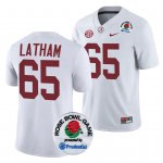 Men's Alabama Crimson Tide #65 JC Latham 2024 Rose Bowl White NCAA Playoff College Football Jersey 2403KSAY1